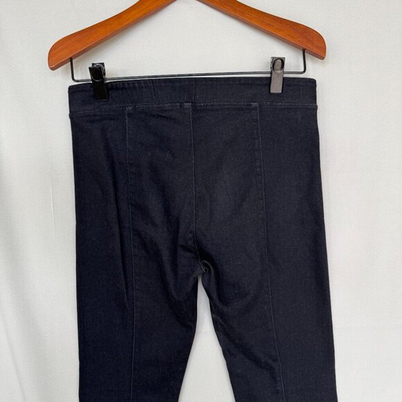 Helmut Lang Made in USA Pull On Stretch Black Denim Flare Leg Crop Pants Size 30 - Picture 7 of 13